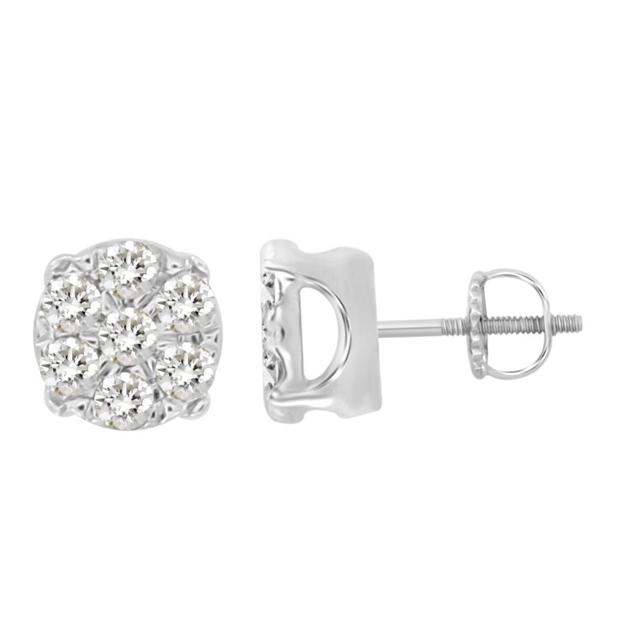 LADIES EARRING 0.25CT ROUND DIAMOND 10K WHITE GOLD