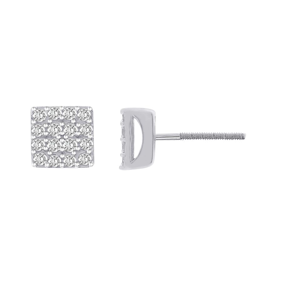 LADIES EARRING 0.50CT ROUND DIAMOND 10K WHITE GOLD