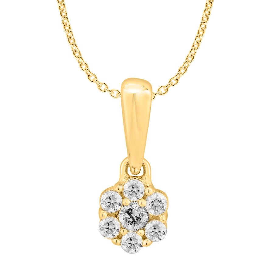 LADIES PENDANT WITH CHAIN 0.15CT ROUND DIAMOND 14K WHITE GOLD