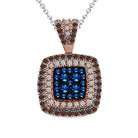 LADIES PENDANT 0.50CT ROUND DARK BROWN/BLUE DIAMOND 10K ROSE GOLD