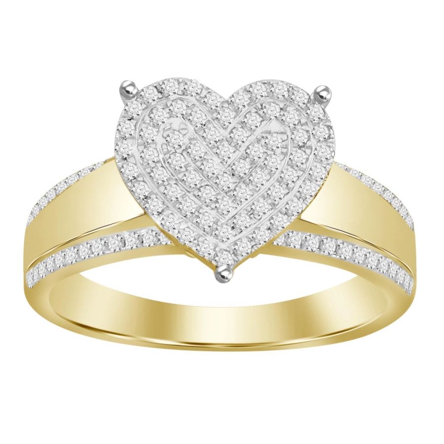 LADIES RING 0.33CT ROUND DIAMOND 10K YELLOW GOLD