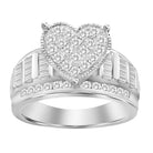 LADIES RING 1.00CT ROUND/BAGUETTE DIAMOND 10K WHITE GOLD