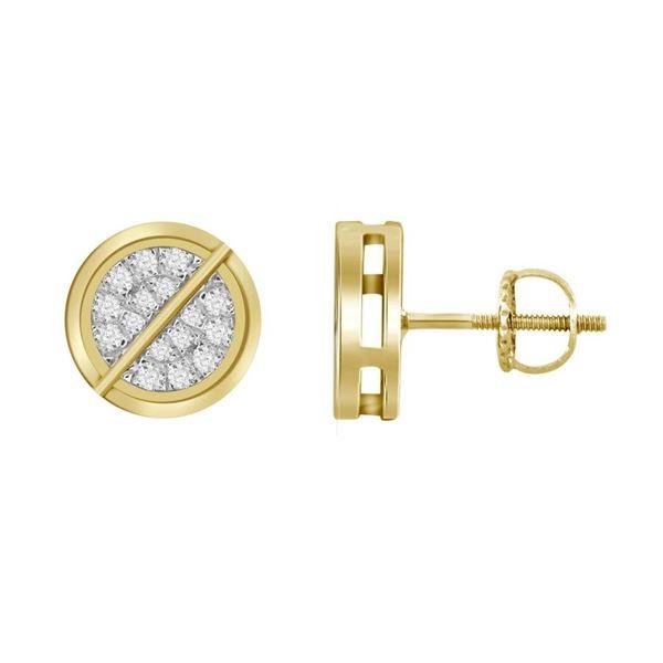 MEN'S STUD EARRINGS 0.75CT ROUND DIAMOND 10K YELLOW GOLD