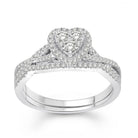 LADIES BRIDAL SET 0.50CT ROUND DIAMOND 10K WHITE GOLD