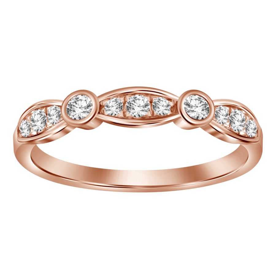 LADIES BAND 0.25CT ROUND DIAMOND 14K ROSE GOLD