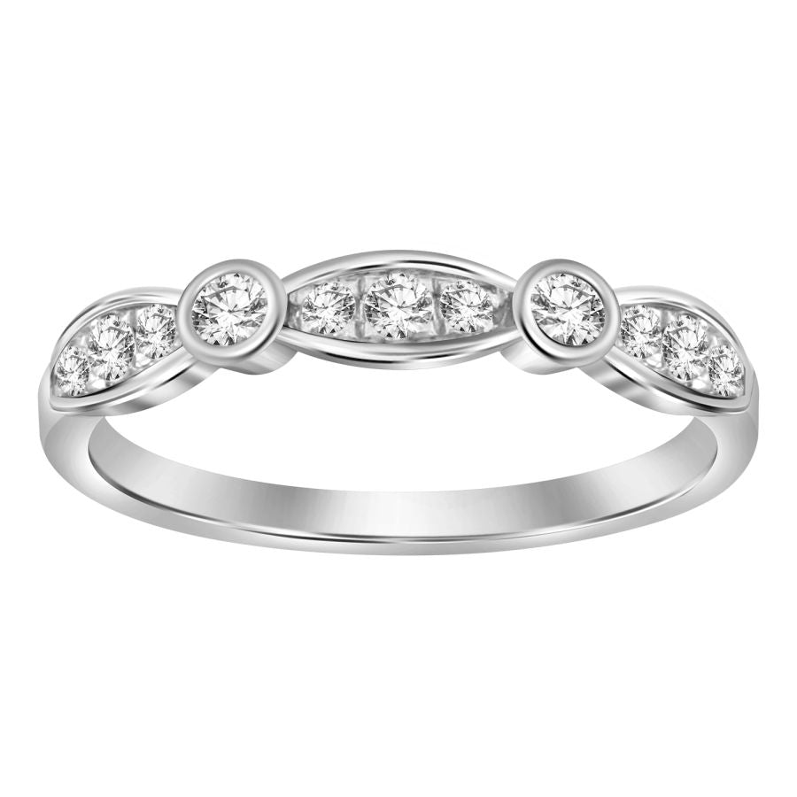 LADIES BAND 0.25CT ROUND DIAMOND 14K WHITE GOLD