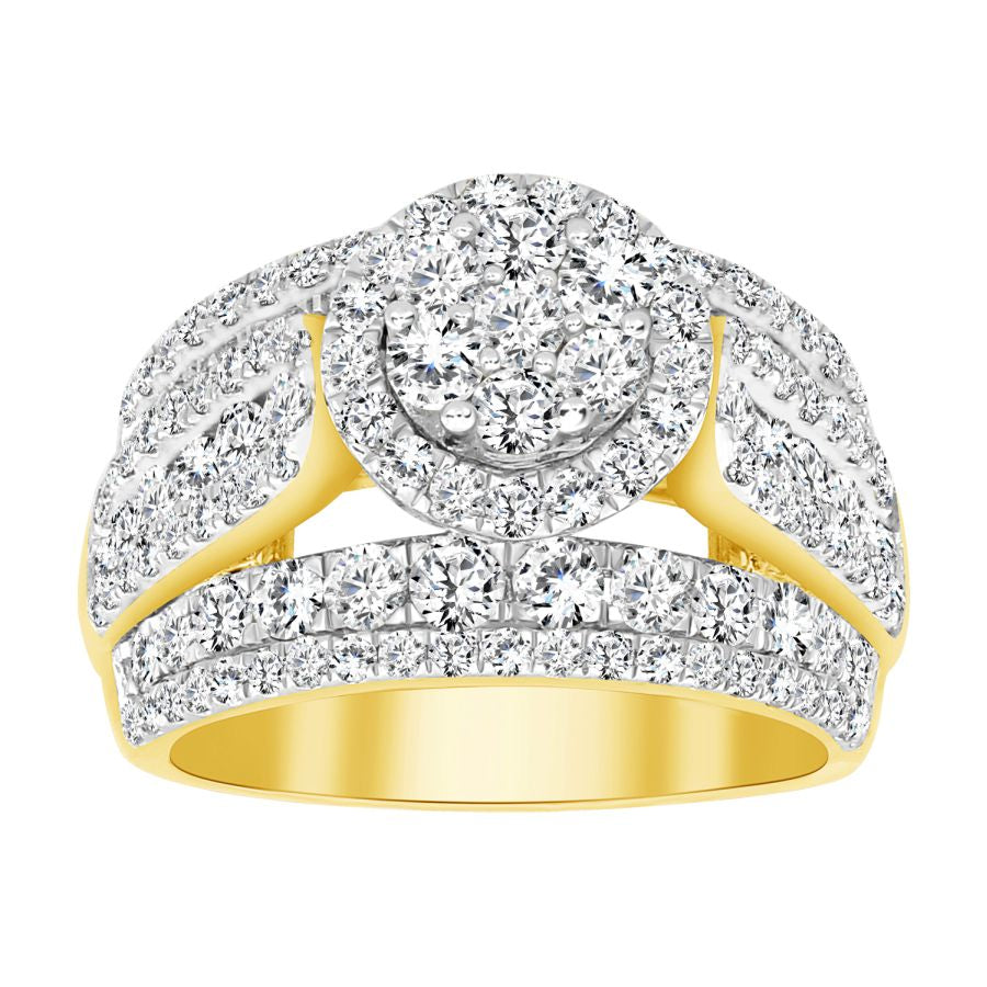 LADIES RING 3.00CT ROUND DIAMOND 10K YELLOW GOLD