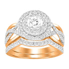 LADIES BRIDAL SET 1.00CT ROUND DIAMOND 14K ROSE GOLD