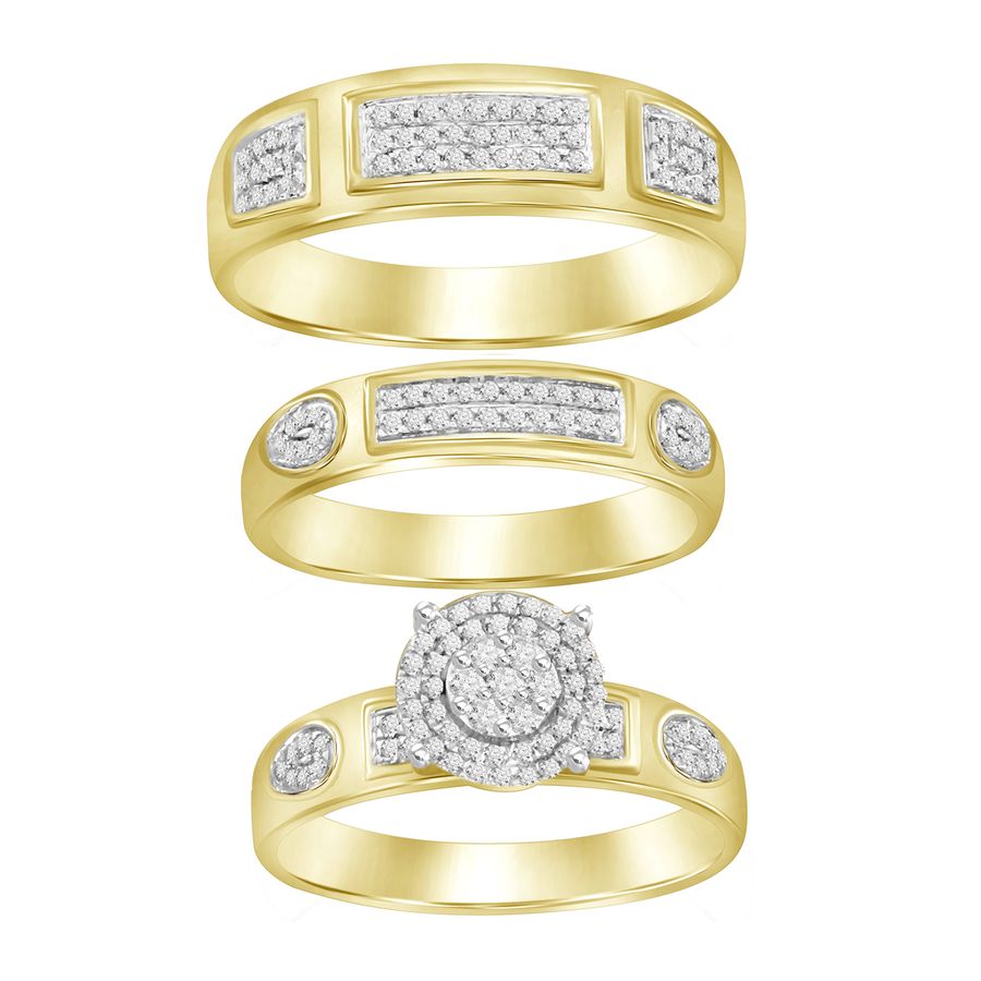 LADIES TRIOS SET 0.50CT ROUND DIAMOND 10K YELLOW GOLD