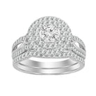 BRIDAL RING SET 1.00CT ROUND DIAMOND 14K WHITE GOLD