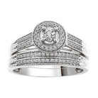 LADIES BRIDAL SET 0.33CT ROUND DIAMOND 10K WHITE GOLD