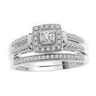 LADIES BRIDAL SET 0.25CT ROUND DIAMOND 10K WHITE GOLD