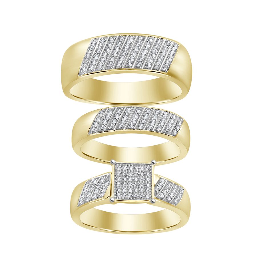 LADIES TRIOS SET 0.50CT ROUND DIAMOND 10K YELLOW GOLD