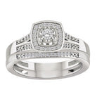 LADIES BRIDAL SET 0.25CT ROUND DIAMOND 14K WHITE GOLD