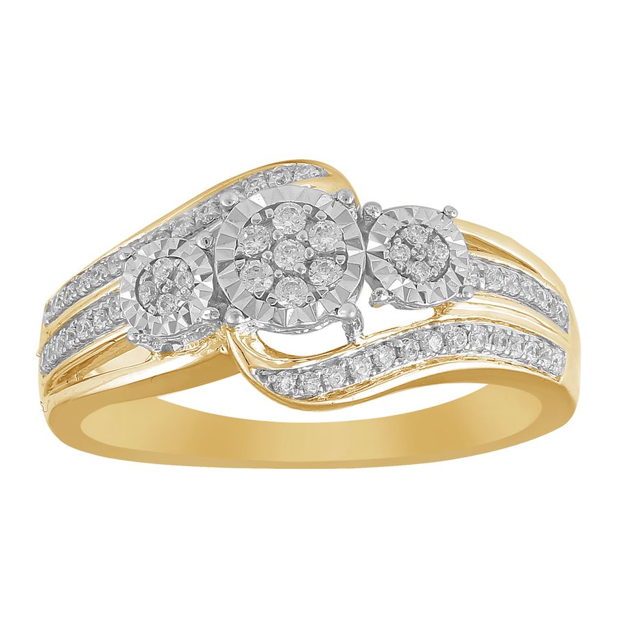 LADIES RING 0.25CT ROUND DIAMOND 10K YELLOW GOLD