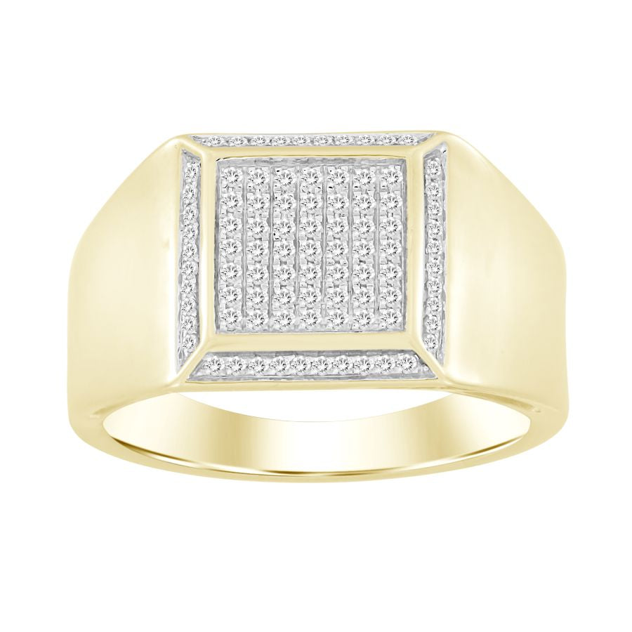 MEN'S RING 0.25CT ROUND DIAMOND 10K YELLOW GOLD