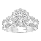 LADIES BRIDAL SET 1.00CT ROUND DIAMOND 14K WHITE GOLD