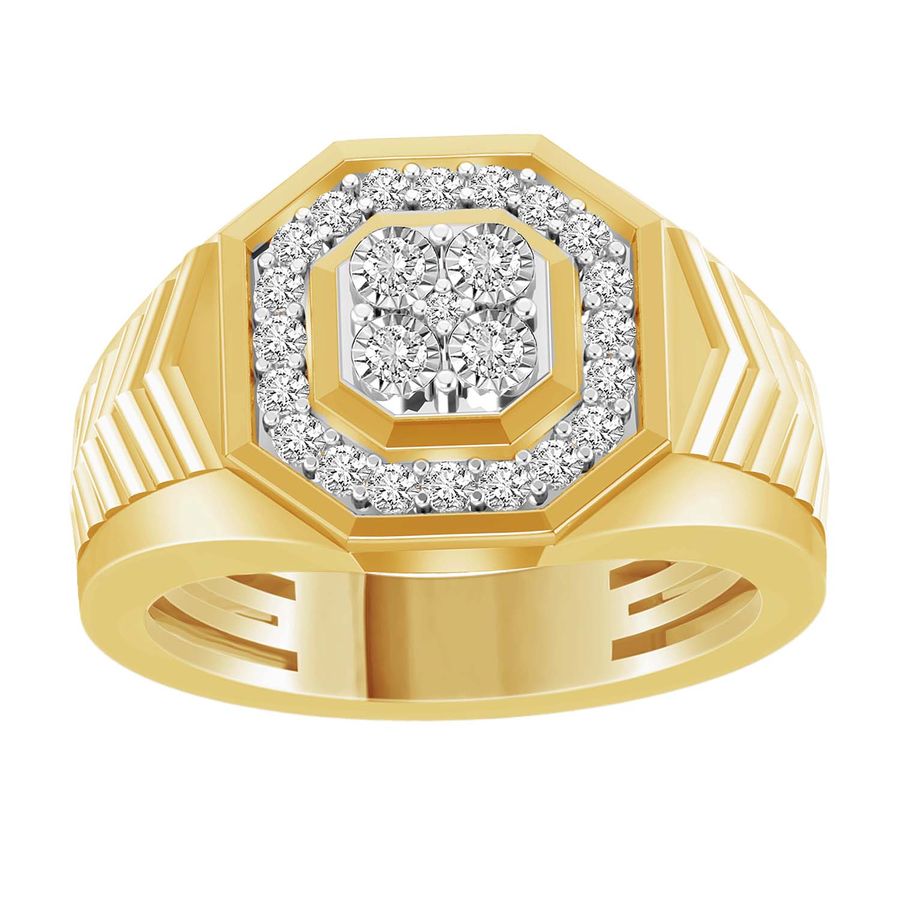 MEN'S RING 0.50CT ROUND DIAMOND 10K YELLOW GOLD