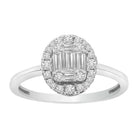 LADIES BELLERINA RING 0.50CT ROUND/BAGUETTE DIAMOND 14K WHITE GOLD