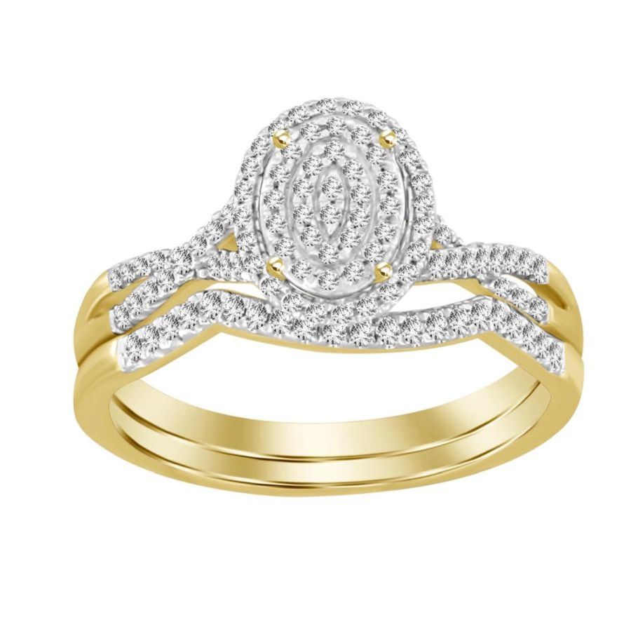 LADIES BRIDAL SET 0.25CT ROUND DIAMOND 10K YELLOW GOLD