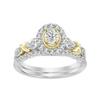 LADIES BRIDAL SET 0.50CT ROUND/OVAL  DIAMOND 14K WHITE/YELLOW GOLD (CENTER STONE 0.10CT OVAL DIAMOND) 