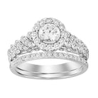 LADIES BRIDAL SET 1.00CT ROUND DIAMOND 14K WHITE GOLD (CENTER STONE 0.30CT ROUND DIAMOND) 