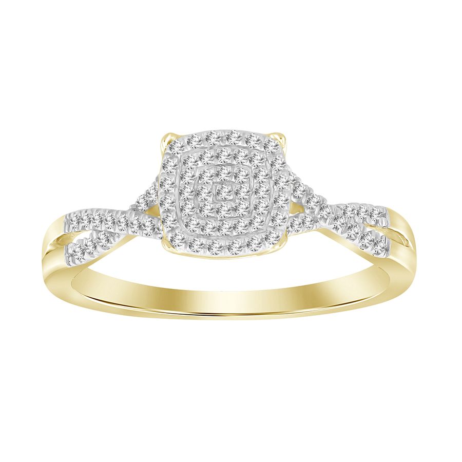 LADIES RING 0.15CT ROUND DIAMOND 10K YELLOW GOLD