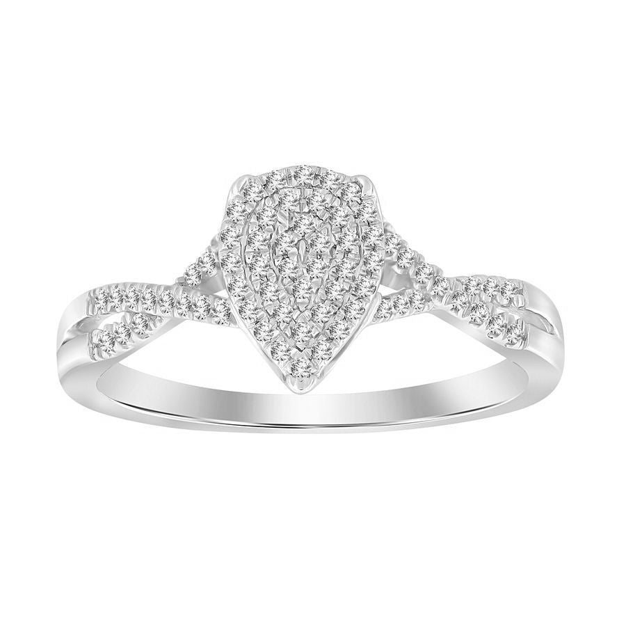 LADIES RING 0.15CT ROUND DIAMOND 10K WHITE GOLD