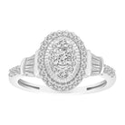 LADIES RING 0.50CT ROUND/BAGUETTE DIAMOND 10K WHITE GOLD