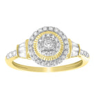 LADIES RING 0.50CT ROUND/BAGUETTE DIAMOND 10K YELLOW GOLD