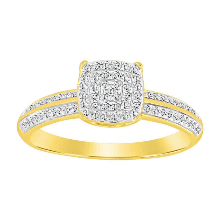 LADIES RING 0.20CT ROUND DIAMOND 10K YELLOW GOLD