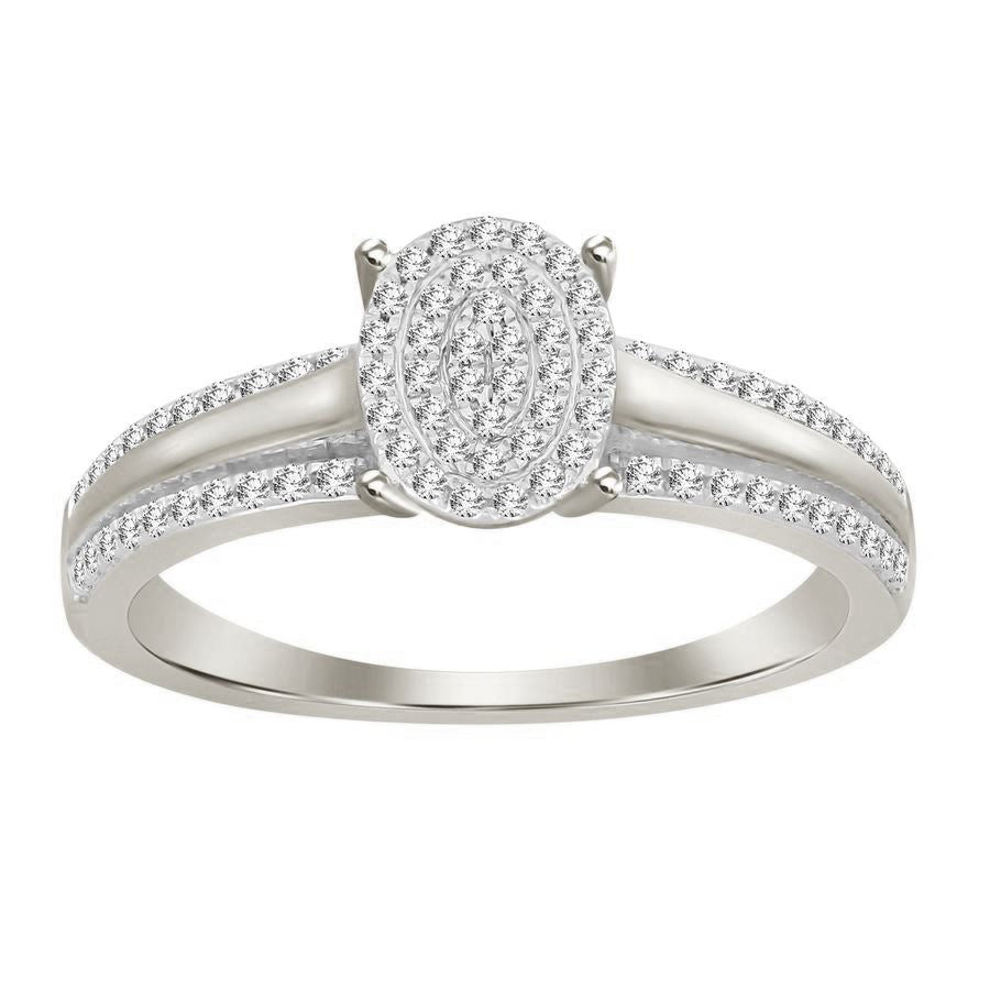 LADIES RING 0.33CT ROUND DIAMOND 10K WHITE GOLD