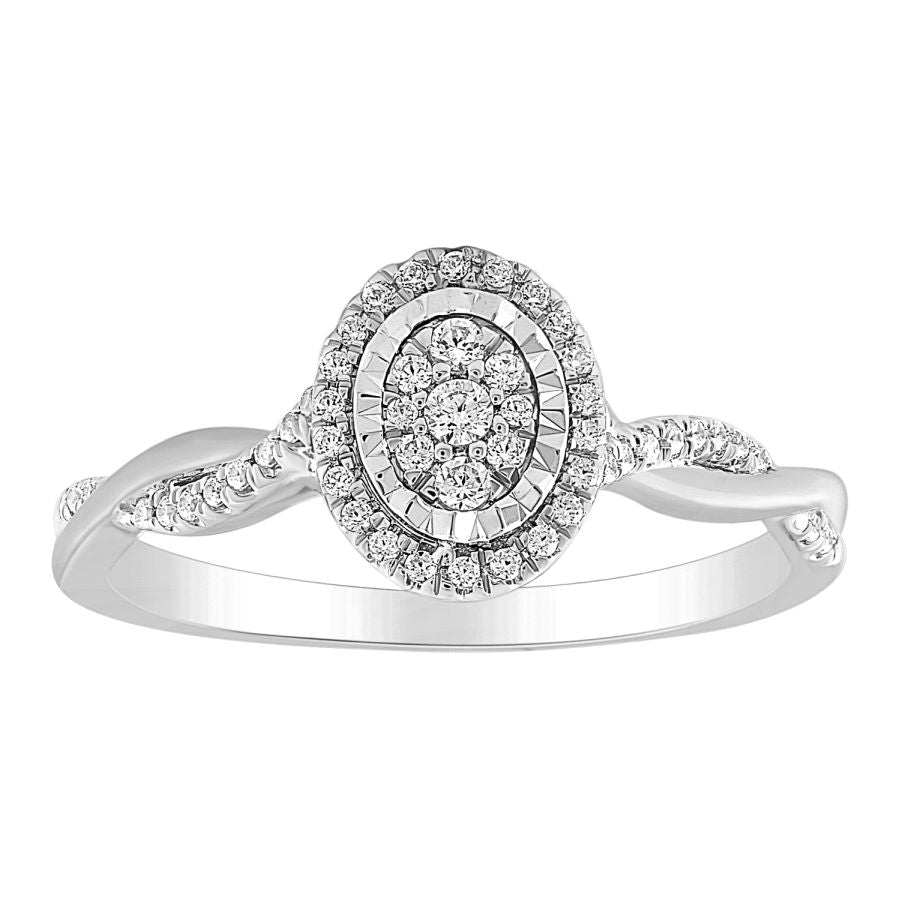 LADIES RING 0.20CT ROUND DIAMOND 10K WHITE GOLD