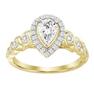 LADIES RING 1.00CT ROUND/PEAR DIAMOND 14K YELLOW GOLD