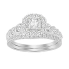 LADIES BRIDAL SET 1.00CT ROUND DIAMOND 14K WHITE GOLD (CENTER STONE 0.33CT PRINCESS DIAMOND) 