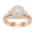 LADIES BRIDAL SET 1.00CT ROUND/PRINCESS/BAGUETTE DIAMOND 14K ROSE GOLD (CENTER STONE 0.33CT PRINCESS DIAMOND) 