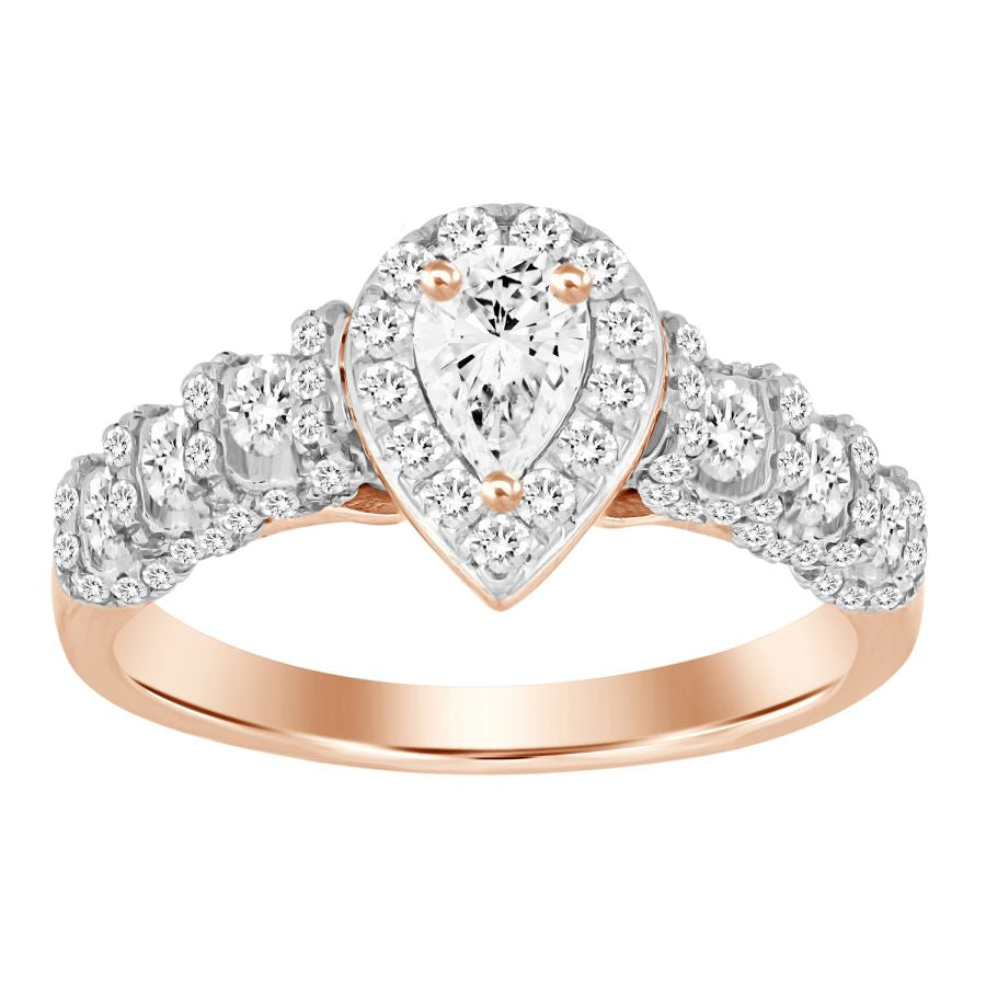 LADIES RING PE 1.00CT ROUND DIAMOND 14K ROSE GOLD