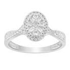 LADIES RING 0.33CT ROUND/BAGUETTE DIAMOND 10K WHITE GOLD