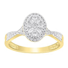 LADIES RING 0.33CT ROUND/BAGUETTE DIAMOND 10K YELLOW GOLD