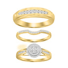 LADIES TRIOS SET 0.50CT ROUND DIAMOND 14K YELLOW GOLD