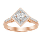 LADIES RING 0.25CT ROUND/BAGUETTE DIAMOND 10K ROSE GOLD