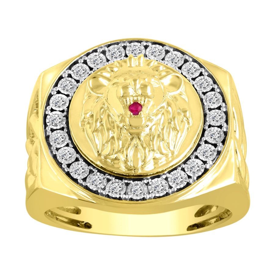 MEN'S RING 0.25CT ROUND DIAMOND 10K YELLOW GOLD