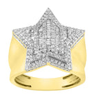 MEN'S RING 1.00CT ROUND/BAGUETTE DIAMOND 10K YELLOW GOLD