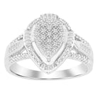 LADIES RING 0.25CT ROUND/BAGUETTE DIAMOND 10K WHITE GOLD