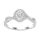 LADIES RING 0.25CT ROUND/BAGUETTE DIAMOND 10K WHITE GOLD