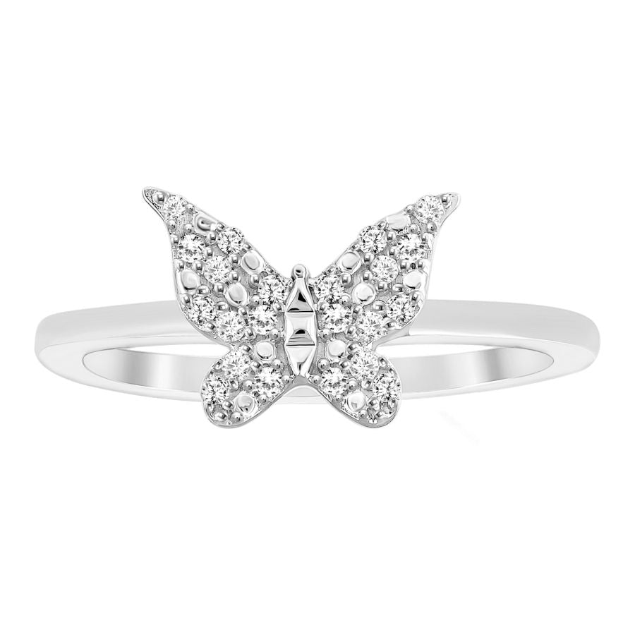 LADIES RING 0.10CT ROUND DIAMOND 10K WHITE GOLD