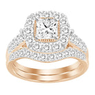 LADIES BRIDAL SET 2.00CT ROUND DIAMOND 14K ROSE GOLD (CENTER STONE 0.50CT PRINCESS DIAMOND) 