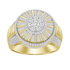 MEN'S RING 1.00CT ROUND/BAGUETTE DIAMOND 10K YELLOW GOLD