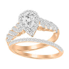 LADIES BRIDAL SET 1.00CT ROUND DIAMOND 14K ROSE GOLD (CENTER STONE 0.33CT PEAR DIAMOND) 