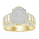 LADIES RING 1.00CT ROUND/BAGUETTE DIAMOND 10K YELLOW GOLD